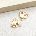 Golden elephant alloy pendants for DIY jewelry making featuring top connection rings - 1pc Elephant Charm A