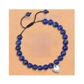 Blue natural stone beaded bracelet for sister with silver heart charm on brown gift card - Lapis Lazuli + TO MY SISTER Card
