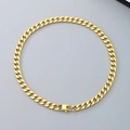 Flat 10mm golden cuban link necklace for men with secure lobster clasp closure - Double Loop Buckle (9mm Width) / 45cm / Gold