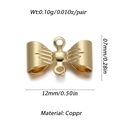 Detailed size specifications for a small gold-plated bow-knot copper jewelry pendant - YSN007-11 Gold Mini Connector