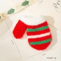 Knitted Christmas tree mini glove ornament in red, green and white striped pattern - Knitted Mini Christmas Glove