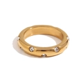 Minimalist 18K gold plated stainless steel ring with micro-set round zircon stone - US 6 / Round Zirconia Band Ring / Gold White