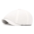 Classic white British style newsboy cap in durable cotton twill with structured crown - Octagonal Style / White