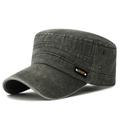 Berretto militare in cotone lavato grigio antracite con etichetta SPORT laterale - Regolabile / Verde Militare