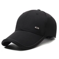 Gorra de béisbol negra minimalista de algodón de sarga con detalle de logo metálico - Ajustable / Negro