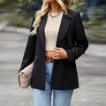 Blazer décontracté noir à manches courtes pour femmes avec design patchwork chic - S / Noir