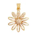 Daisy flower pendant in gold finish with white enamel petals and sparkling zircons - Gold White Petal Zirconia Stamen