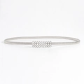 Silver elastic spring waist belt featuring a rectangular rhinestone buckle for dresses - 19413 Silver Rectangular Rhinestone Buckle
