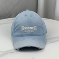 Distressed light blue baseball cap with white 3D embroidery and vintage ripped details - One Size (54-60cm) / Blue