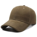 Classic brown twill cotton baseball cap in minimalist solid color with curved brim - Adjustable / Army Green
