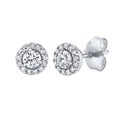 S925 silver halo stud earrings with round brilliant cubic zirconia stones in white gold finish - Stud Earrings / Silver