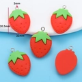 Set di ciondoli a fragola in resina per gioielli fai da te, 30,5x21mm con anelli - Stile A/2.55g