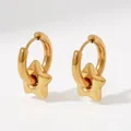 Orecchini a cerchio in acciaio inossidabile dorato con ciondoli a stella 3D minimalisti - Ciondolo a Stella (KDE851) / Oro