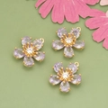 Five-petal flower pendant with 18k gold plating and purple zircon inlay for DIY jewelry - Purple