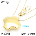 Collana dorata in acciaio inossidabile con ciondolo a stella cava da 30mm lucida - Stile Stella Cava 3D Dorata (KN286402-HM)