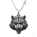 Polished viking tiger head pendant necklace in stainless steel with punk style aesthetic - Tiger Head Pendant - No Chain (B1022)