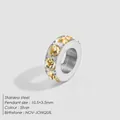 Stainless steel spacer bead with amber yellow birthstone crystals for DIY jewelry making. - November Light Yellow (NOV-JONQUIL) / 10.5x3.5mm / Silver