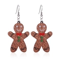 Sparkly gingerbread man earrings with red bow tie and green buttons for Christmas - 14.Gingerbread Man Earrings