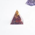Mini crystal resin pyramid with assorted colorful stones and gold flakes for decor - Red Jasper