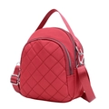 Red quilted nylon mini shoulder bag with multi-layer zipper compartments and top handle - Red