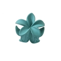Close-up of a matte green frangipani flower hair claw clip on white background - Peacock Green 4CM