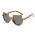 Lunettes de soleil pliables pour enfants kaki avec oreilles d'ours et verres gris - Marron