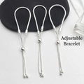 Adjustable silver snake chain bracelets with slider beads for personalized women jewelry - Sliding Clasp Adjustable Bracelet / Antique Silver