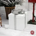 White 30x30cm Christmas gift box with sparkling silver bow for festive holiday display - 30cm (Silver Ribbon) White Gift Box