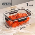 Large airtight food container with black buckles and clear body for salad or meal prep - 1 Piece / Large No Grid - Black