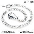 Silver skull style stainless steel curb pants chain with lobster clasp for men, 60cm - Carved Hollow Style 60cm (KK135-Z)