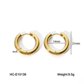 18K gold plated stainless steel hoop earrings with 21mm outer diameter and 4mm width - Gold Style 21mm (HC-E10136)