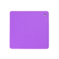 Square purple silicone placemat with honeycomb texture and hanging hole for kitchen use - Purple