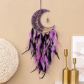 Purple crescent moon dreamcatcher with amethyst tree and matching feathers decor - Shadow Moon Crystal Tree