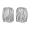 Elegant silver stainless steel bow earrings featuring textured vertical water ripples - Ripple Rounded Rectangle / Steel Color (1166)