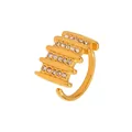 Macro detail of 18K gold stainless steel ring with 5-row zircon pavé setting - US 7 / Gold with Full Zirconia