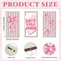 Wandschild-Set aus Holz mit rosa Schleife und Love Like Jesus Text für Mädchenzimmer Deko - Rosa Schleife und Herz Stil (Y26Y90083_Q)
