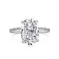 Elegant silver S925 sterling silver ring with oval cut gemstone in four-prong setting - Oval Silver