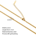 18K gold plated stainless steel box chain necklace with 2.2mm width and 45+5cm length - Curb Chain / Gold