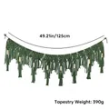 Dunkelgrüner Makramee-Wandteppich mit Holzperlen, Gewicht 390g, Länge 125cm - Länge 125cm / Grün