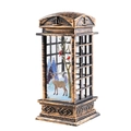 Bronze vintage telephone booth Christmas lantern featuring a reindeer and winter snow scene - Bronze Elk with Copper Wire LED