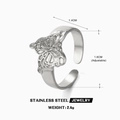 Anello a farfalla regolabile in acciaio inossidabile lucido con design vuoto - Aperto Regolabile / Argento