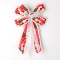 Red Christmas ribbon bow with vintage truck pattern and silver reindeer centerpiece decoration - Red Truck Style