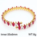 18K gold plated bangle with red and white marquise-cut crystals and open design - White and Red (KB169600-GG)