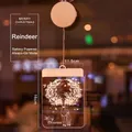 Christmas hanging elk acrylic light with Merry Christmas text and warm LED 16x11.5cm - Christmas Reindeer / Battery Steady Mode