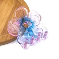 Pink and blue gradient flower hair claw clip with glitter in translucent resin - Hollow Plum Blossom Glitter Claw [Blue]
