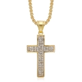 Collana hip hop con pendente a croce placcata oro e strass su sfondo bianco puro - Pendente Singolo (Croce Iced Out) / Oro