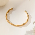 Elegant 18K gold-plated titanium steel open knot bangle with bamboo joint design - Open Bamboo Style (XKB0241) / Gold