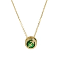 Gold brass Sagittarius necklace with a green birthstone in a circular pendant charm - Sagittarius
