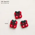 Three red and green wool felt Christmas gift boxes with white polka dots for DIY decor - No.28 Pack of 3-Red Gift Box