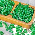 Bamboo-shaped translucent green glass beads with gold texture for DIY jewelry making - Dark Green (Brushed Jade 6x12mm)